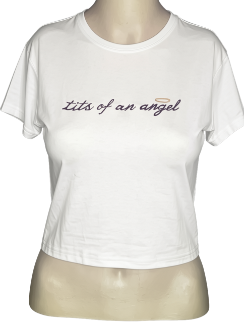 Tits of an Angel Embroidered Crop Tee