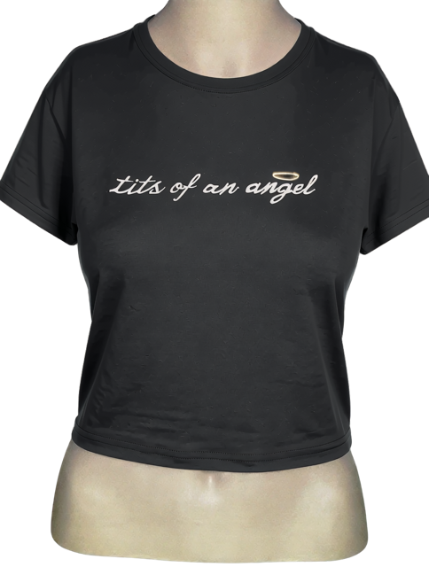 Tits of an Angel Embroidered Crop Tee