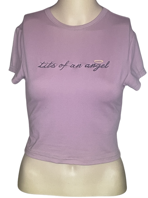 Tits of an Angel Embroidered Crop Tee